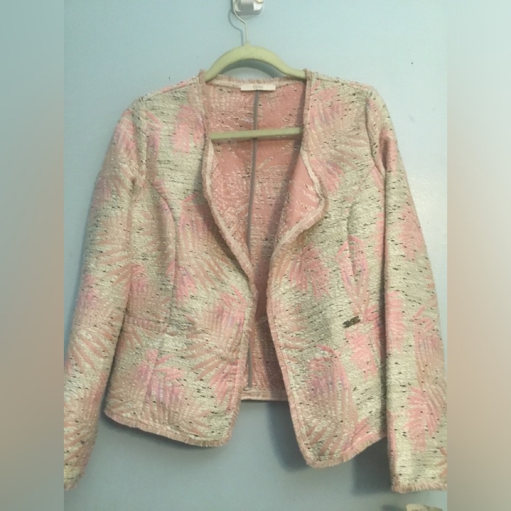 Gaudi' Pink and Cream Textured Open-Front Jacket